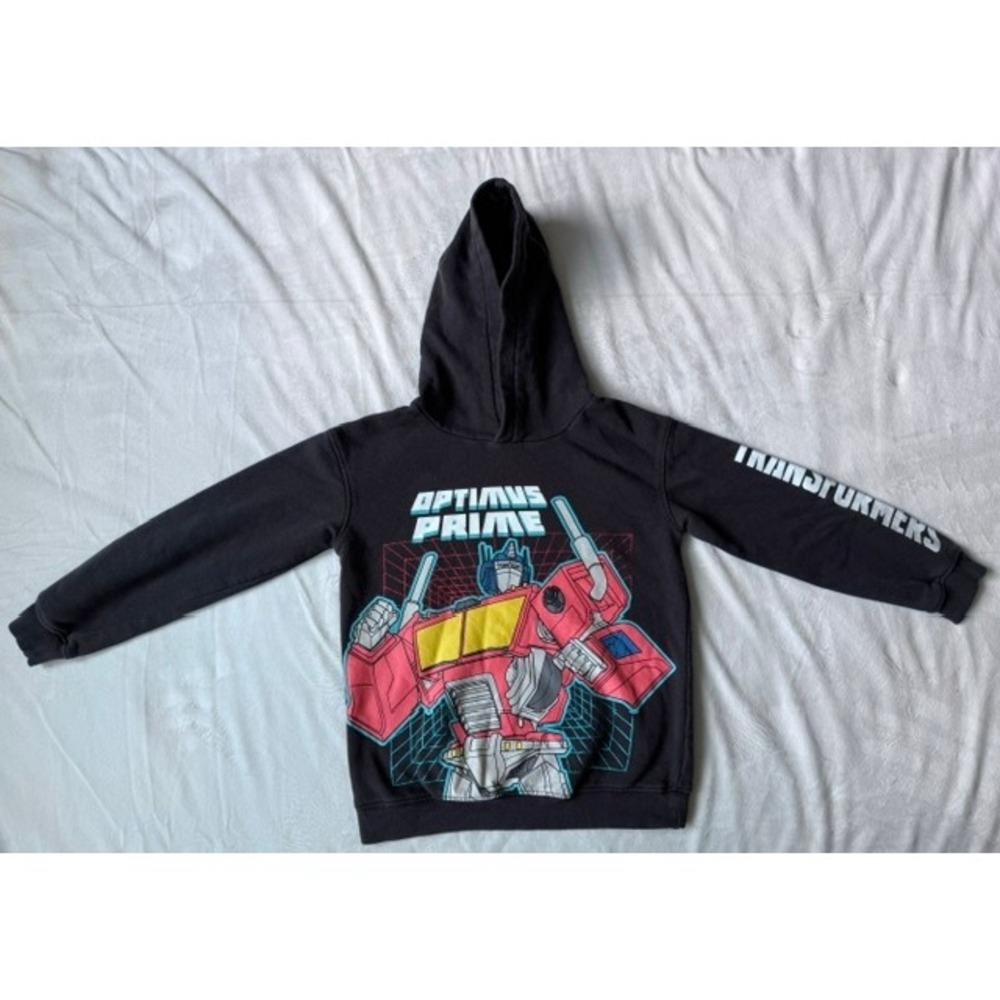 H&M Transformers Optimus Prime Graphic Hoodie Black Kids Size 8-10Y Hasbro